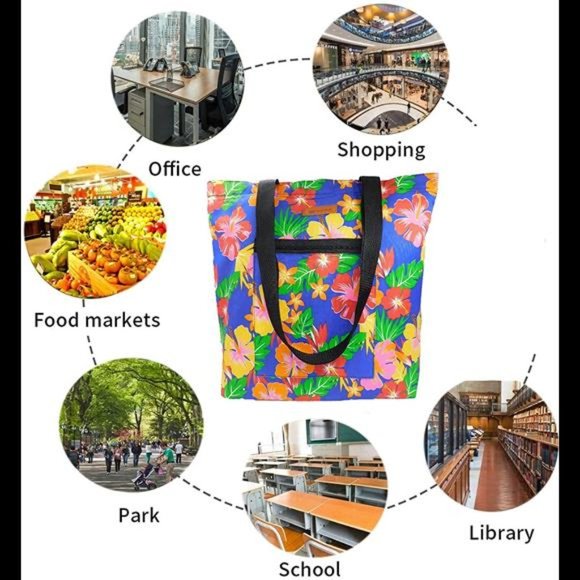 Shoulder Bags Tote Bag Floral Tote Bags for Women with Zipper Shopping Bag